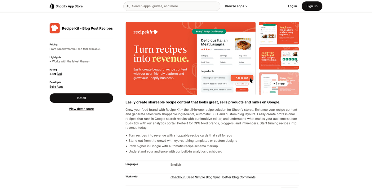 Launch: Recipe Kit, the best recipe card builder for Shopify stores.